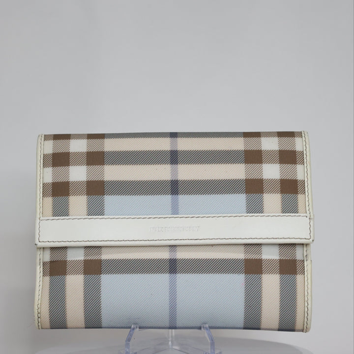 BURBERRY Light Blue Chacker Compact Wallet
