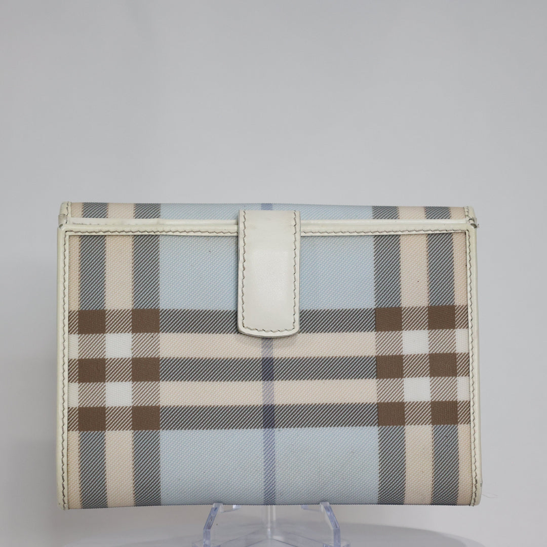 BURBERRY Light Blue Chacker Compact Wallet