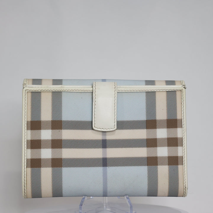 BURBERRY Light Blue Chacker Compact Wallet
