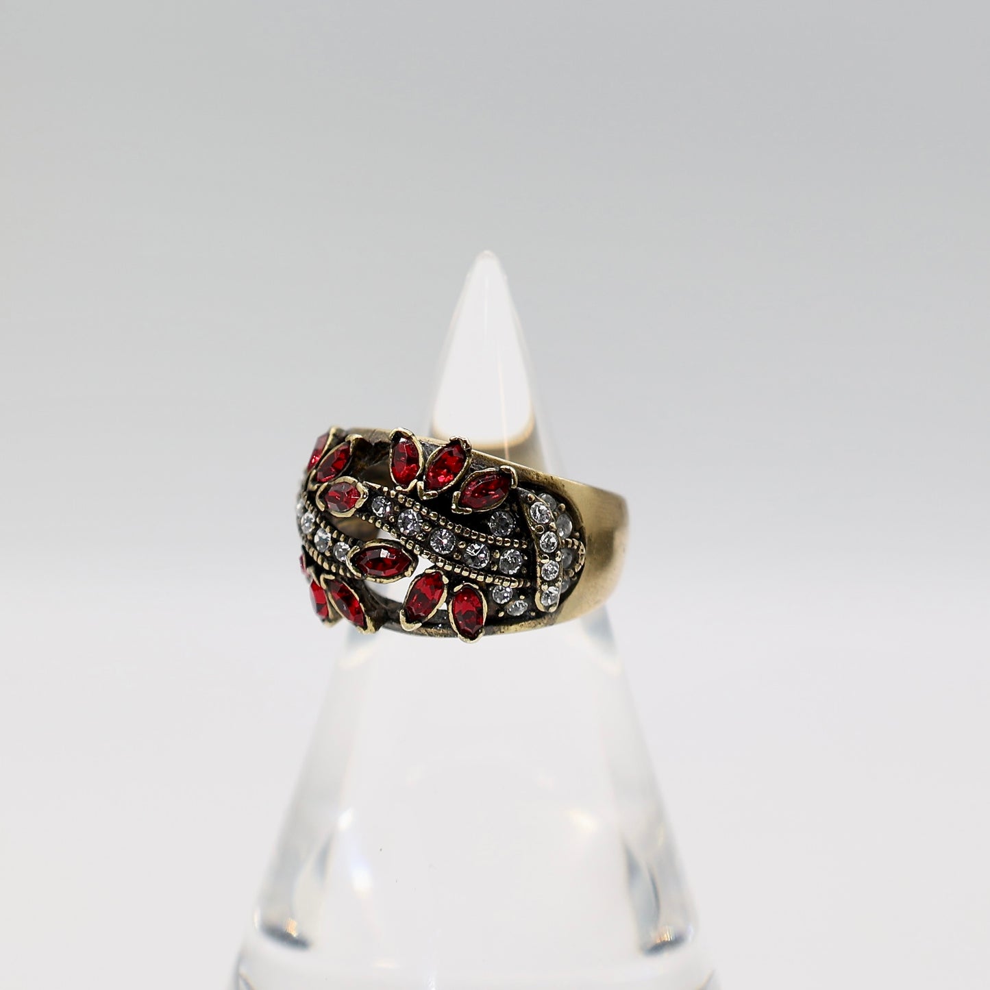 Brass Heidi Daus Floral Rhinestone Ring - Size 7