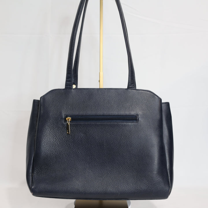 Jimmy Choo Textured Leather Crocodile Embossed Navy Blue Handbag