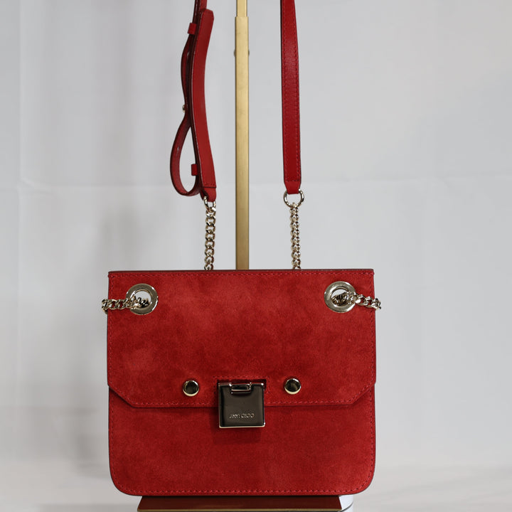 Jimmy Choo Suede Rebel Red Crossbody Bag