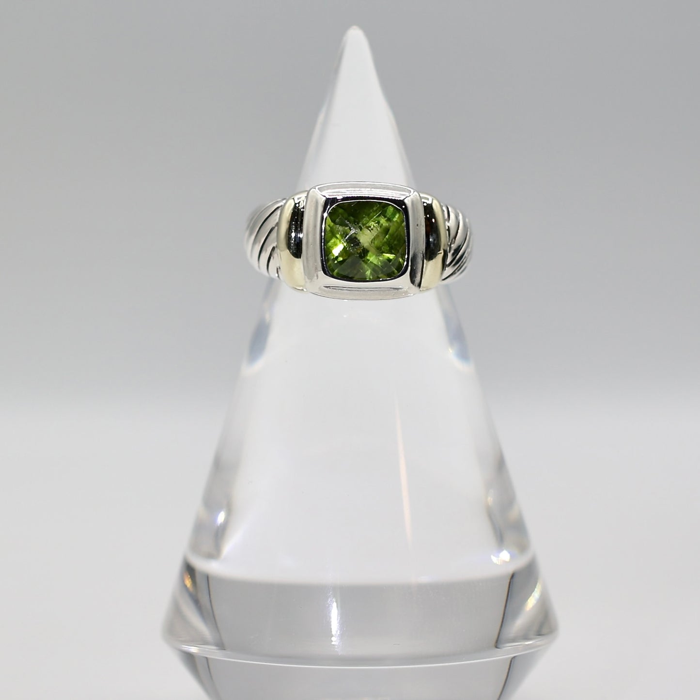 925 Sterling Silver and 14k Yellow Gold Accent David Yurman Peridot Ring - Size 6.5