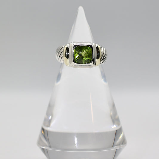 925 Sterling Silver and 14k Yellow Gold Accent David Yurman Peridot Ring - Size 6.5