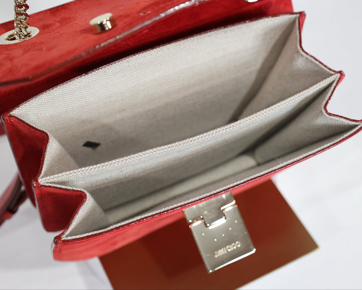 Jimmy Choo Suede Rebel Red Crossbody Bag