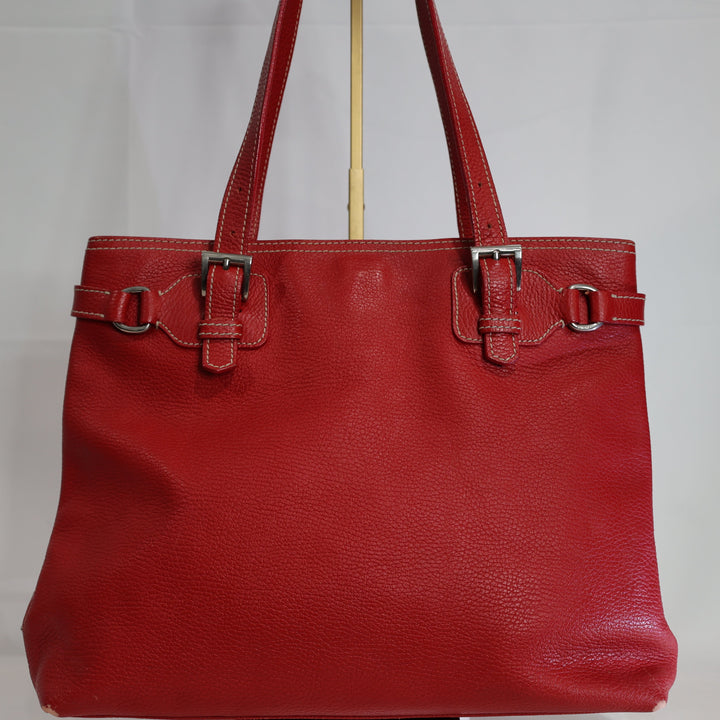 Prada Vitello Daino Pebbled Leather Red Satchel