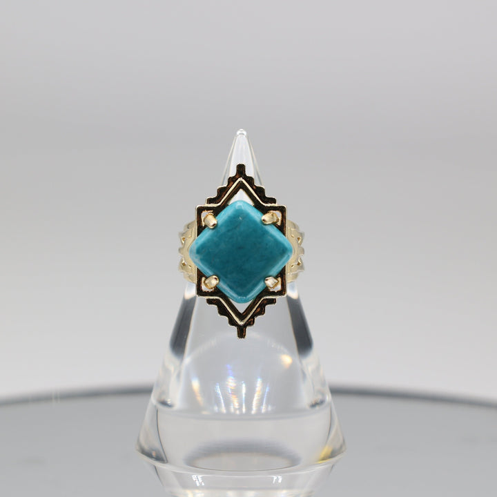 Kendra Scott Faux Turquoise Gold Plated Ring Size 8