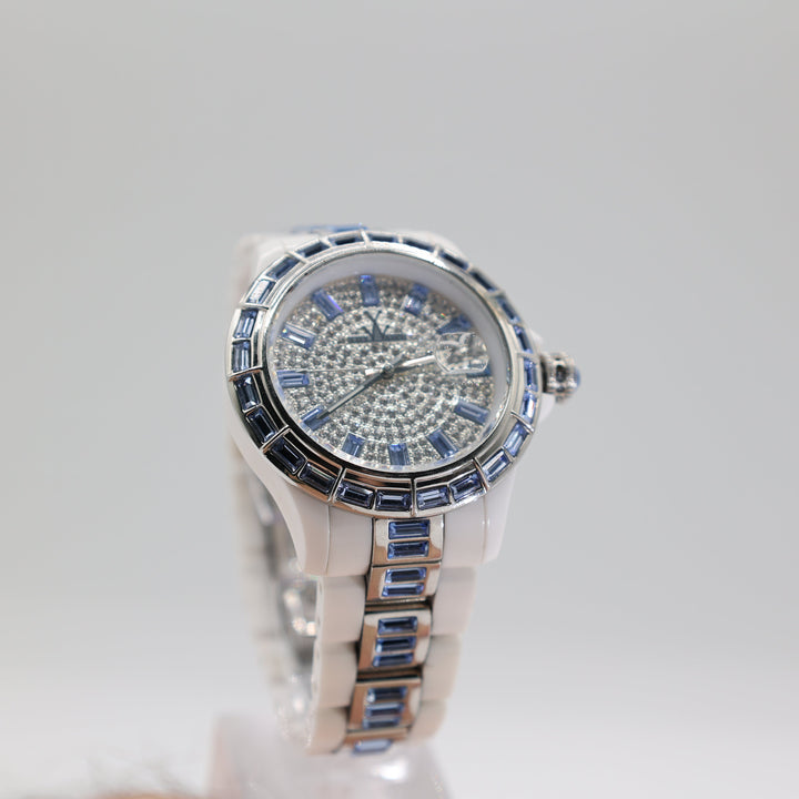 ToyWatch Gems Plasteramic Pave Crystal Dial & Blue Crystal Bezel Watch