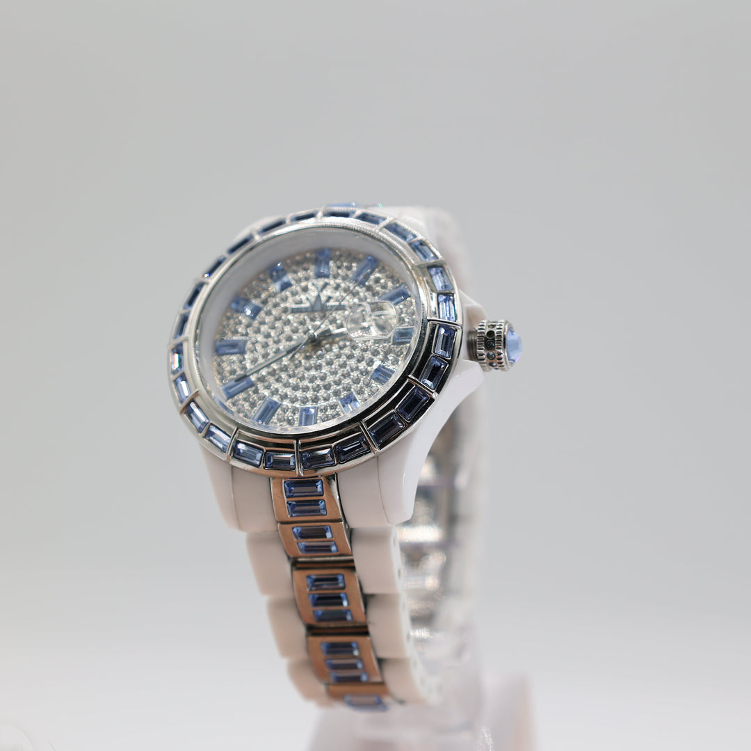 ToyWatch Gems Plasteramic Pave Crystal Dial & Blue Crystal Bezel Watch