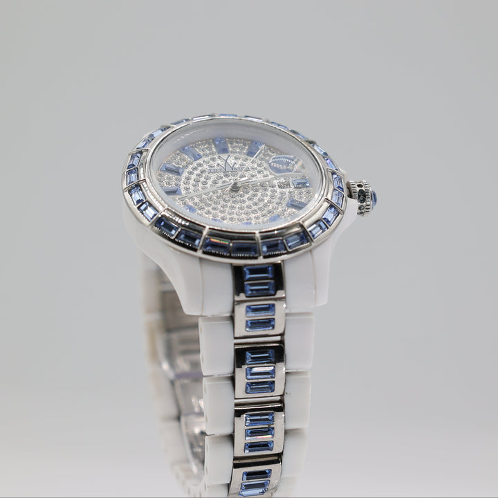 ToyWatch Gems Plasteramic Pave Crystal Dial & Blue Crystal Bezel Watch