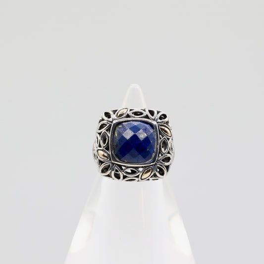 925 Sterling Silver Angela by John Hardy 14k Accent Blue Lapis Ring Size 8.75