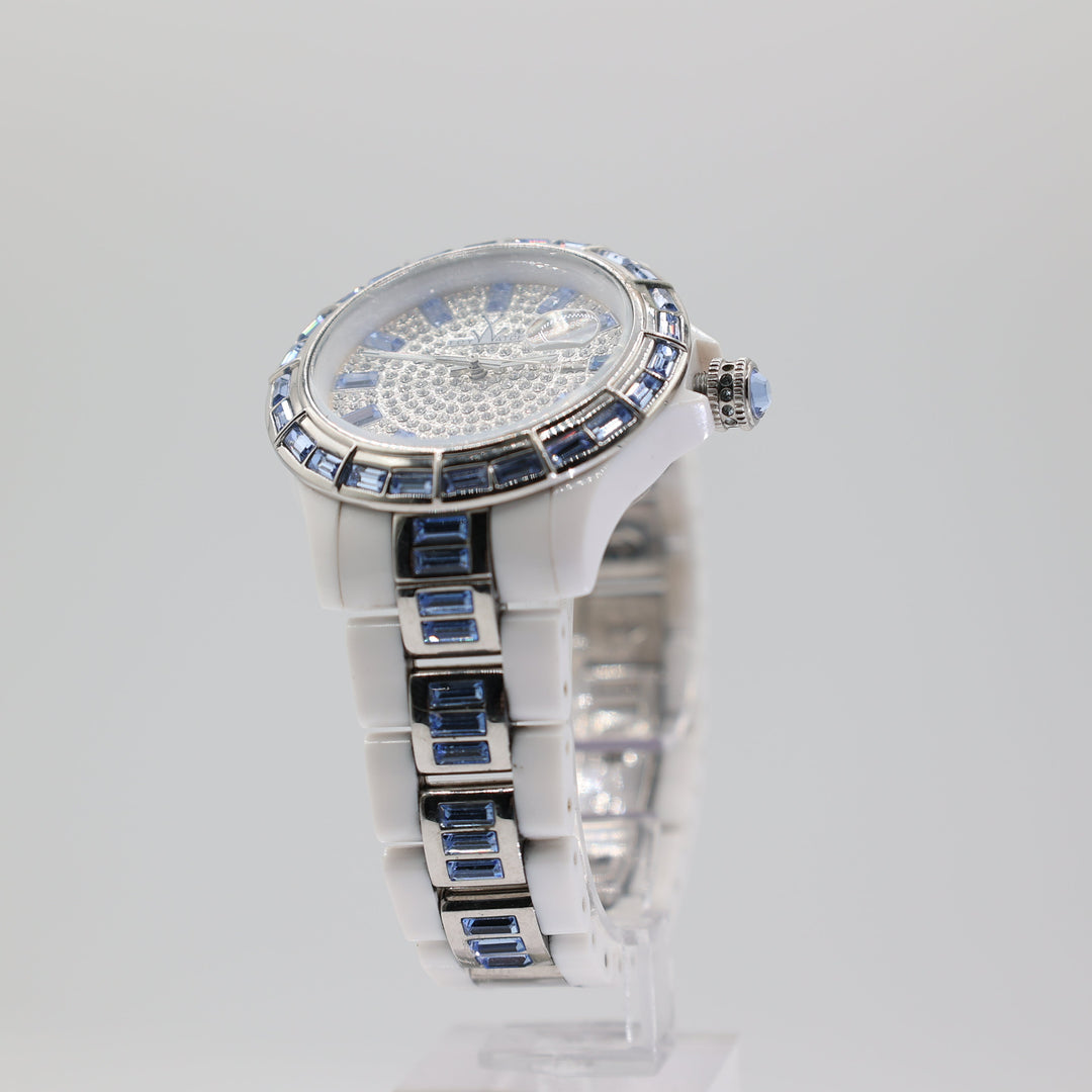 ToyWatch Gems Plasteramic Pave Crystal Dial & Blue Crystal Bezel Watch