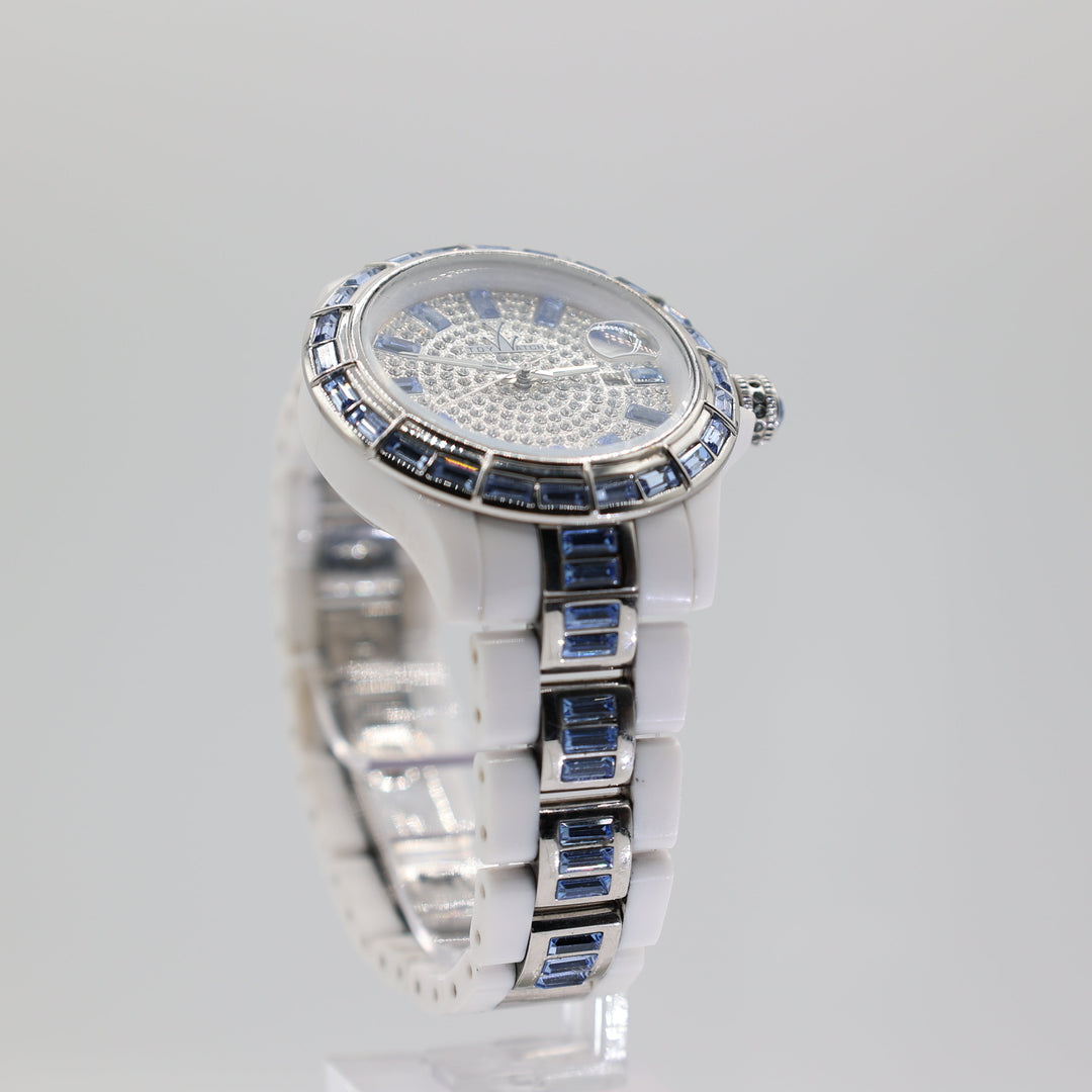 ToyWatch Gems Plasteramic Pave Crystal Dial & Blue Crystal Bezel Watch