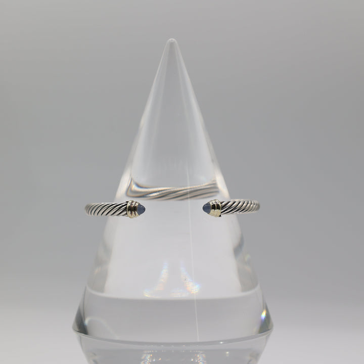 David Yurman Cable Bracelet Sterling Silver With 18K Gold Accents Chalcedony