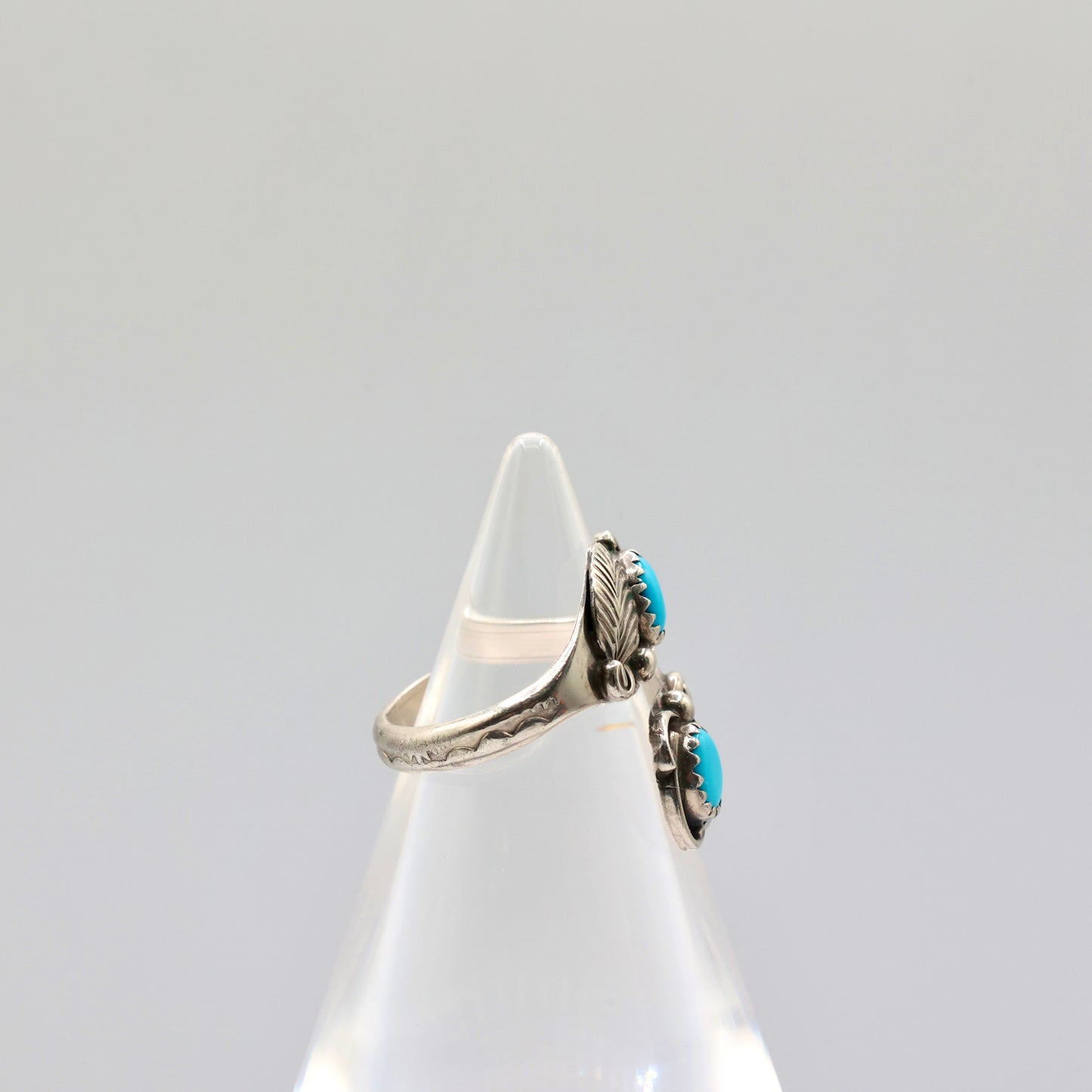 Sterling Silver Turquoise Feather Ring - Size 7