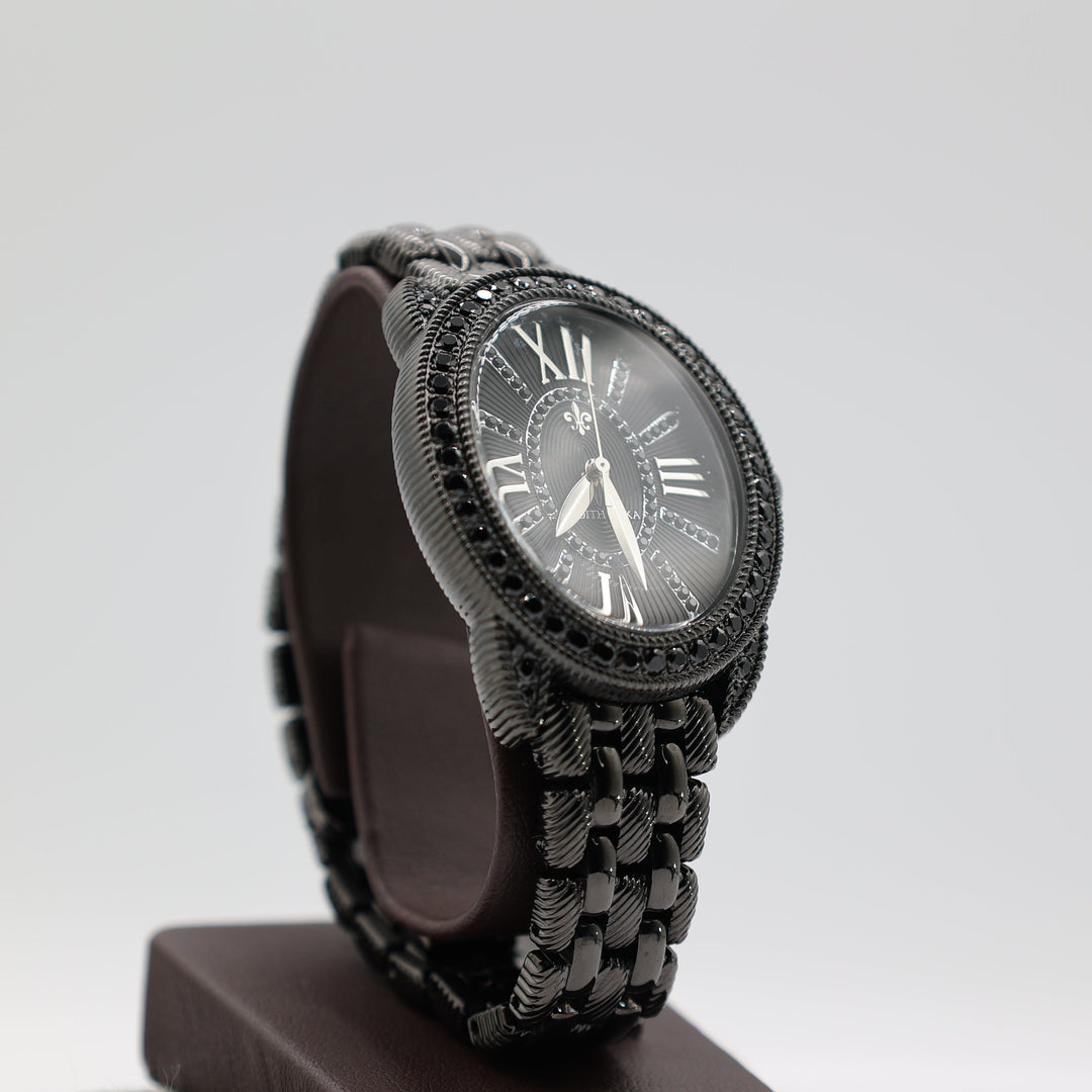 Judith Ripka Black Stainless Steel CZ Watch With Cubic Zirconia
