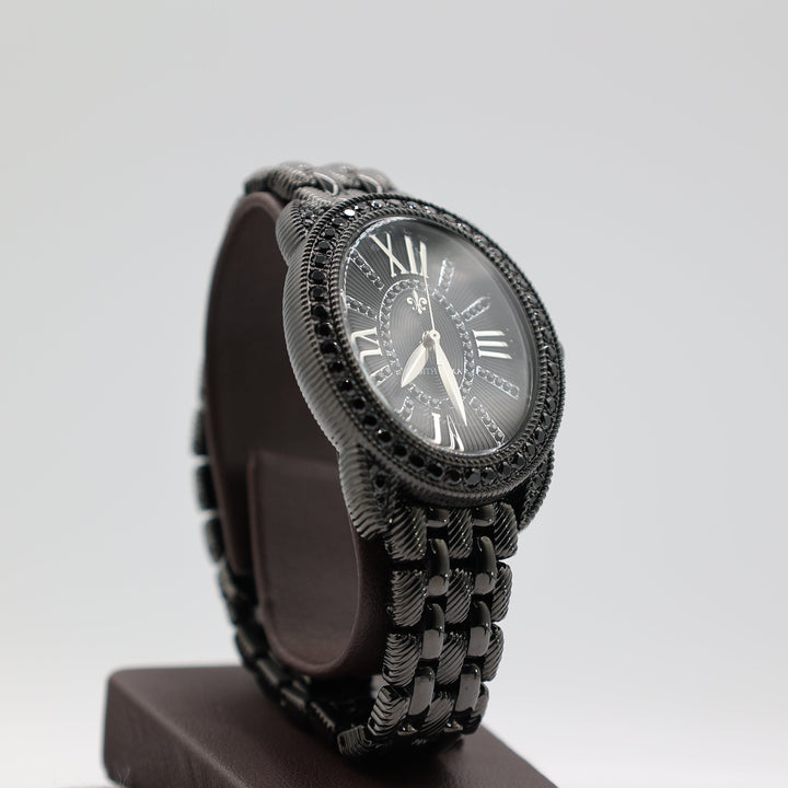 Judith Ripka Black Stainless Steel CZ Watch With Cubic Zirconia