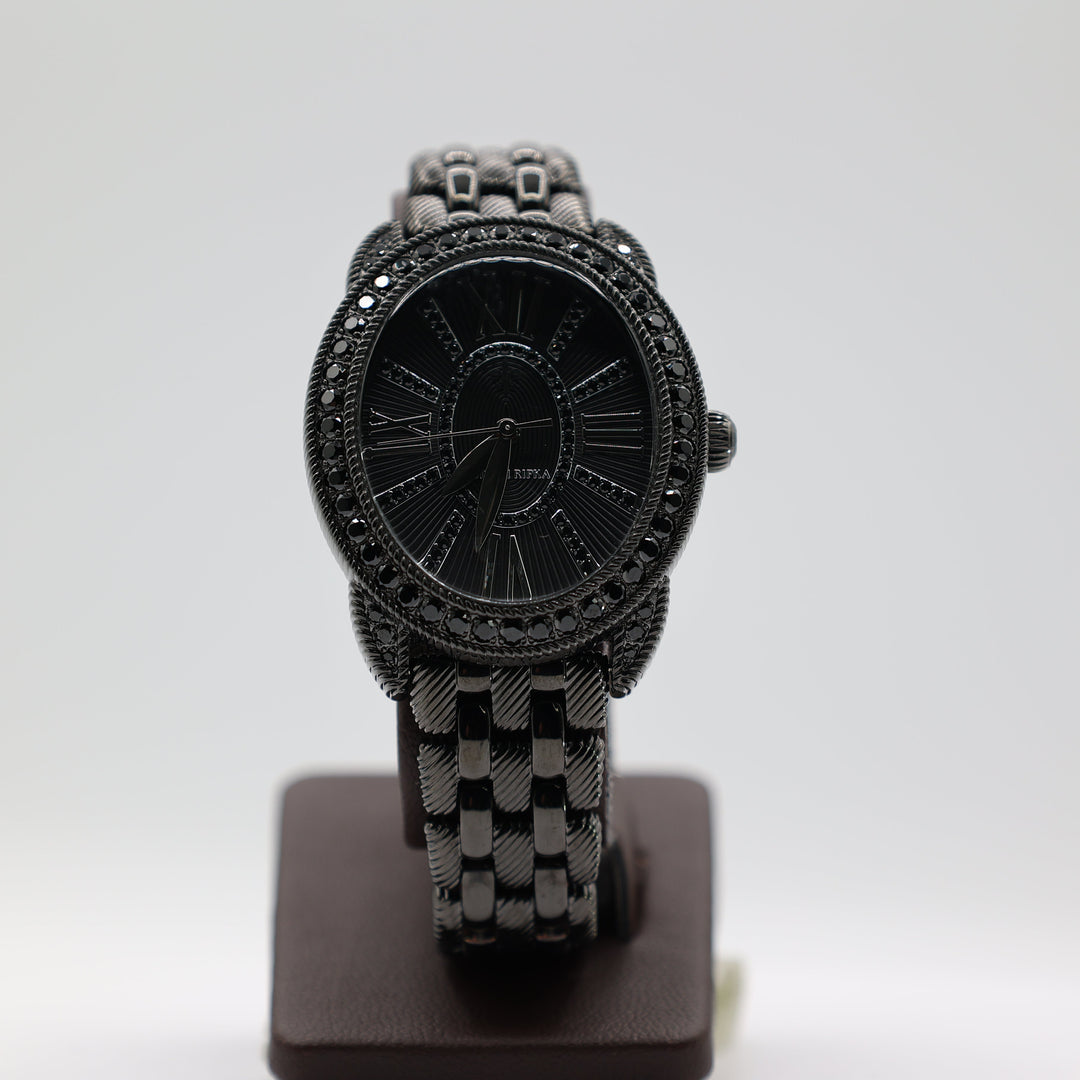 Judith Ripka Black Stainless Steel CZ Watch With Cubic Zirconia