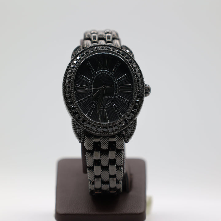 Judith Ripka Black Stainless Steel CZ Watch With Cubic Zirconia