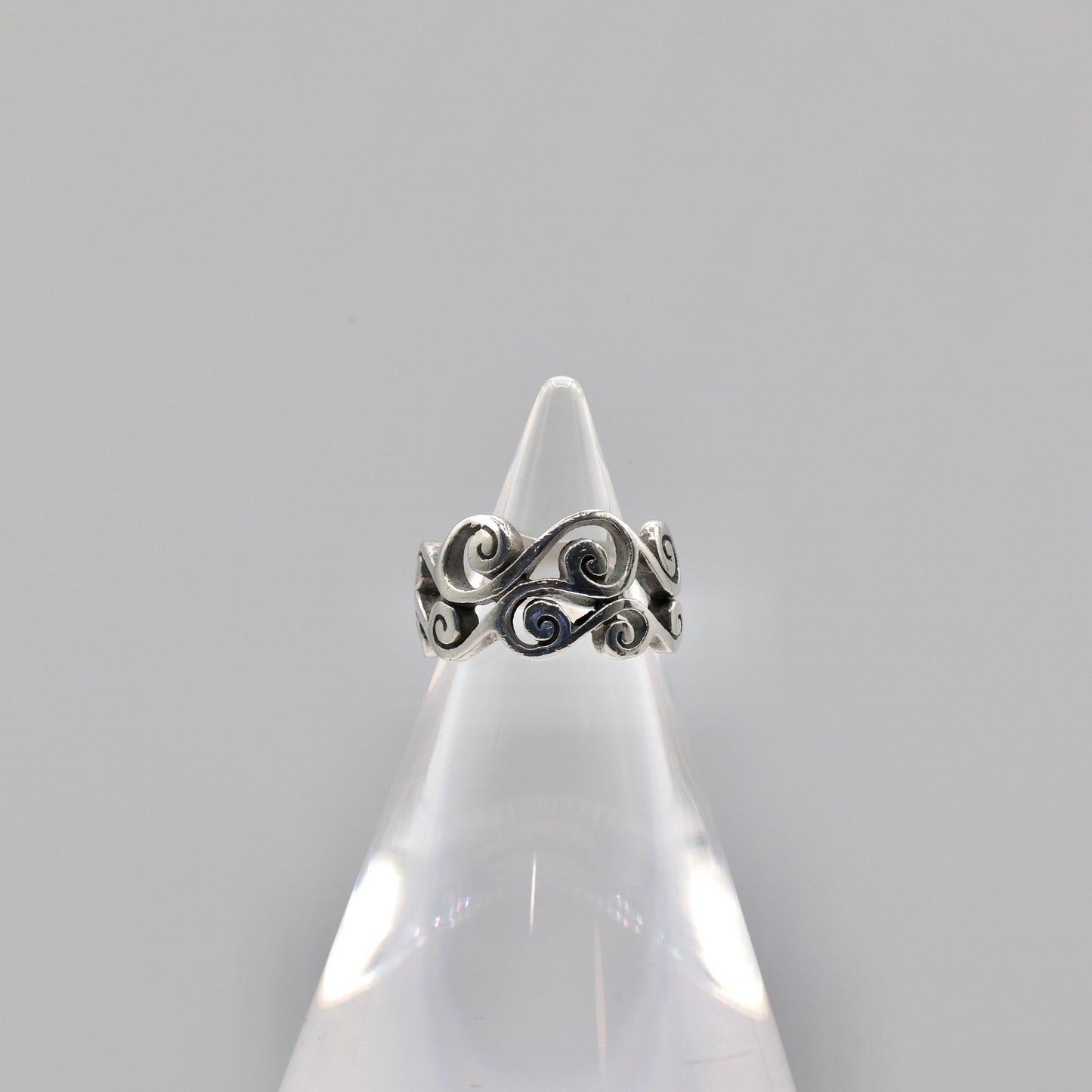 925 Sterling Silver Vintage Spiral Swirl Design Ring Size 8