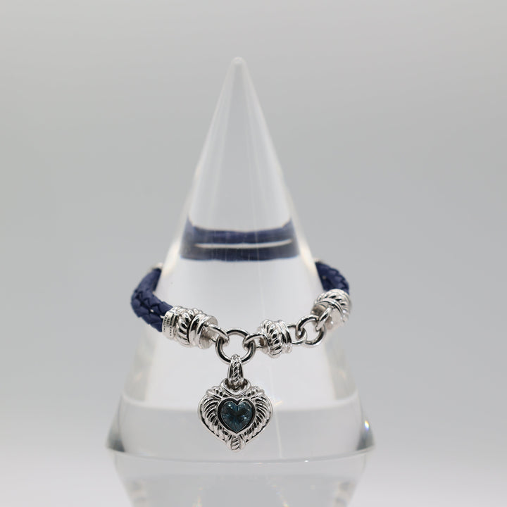 Judith Ripka Blue Topaz Heart Sterling Silver Magnetic Bracelet