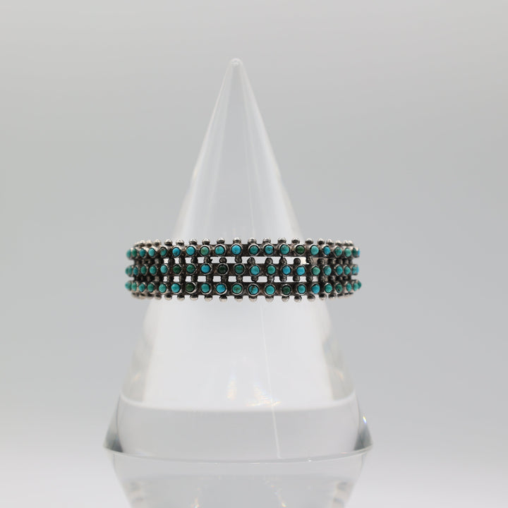 925 Sterling Silver Vintage Zuni Snake Eye Three Layer Cuff Bracelet