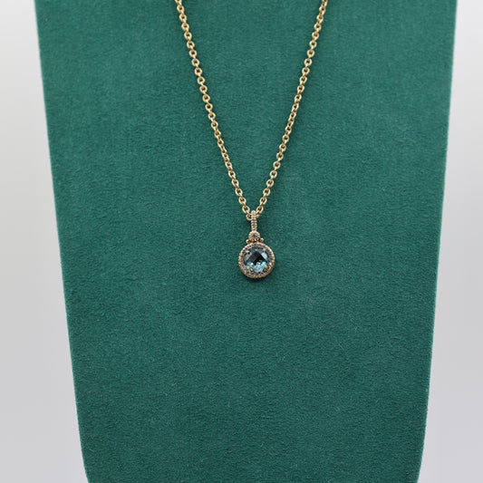 Judith Ripka Gold Over Sterling Blue Gemstone Pendant with Necklace - 17 inches