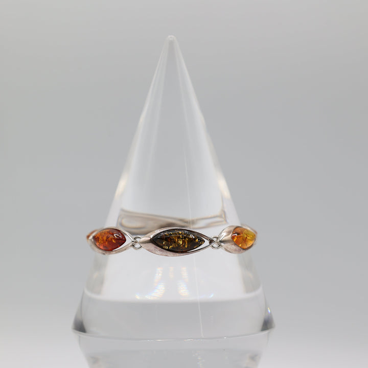 Sterling Silver 6 Link Amber Bracelet Genuine Baltic Amber Jewelry