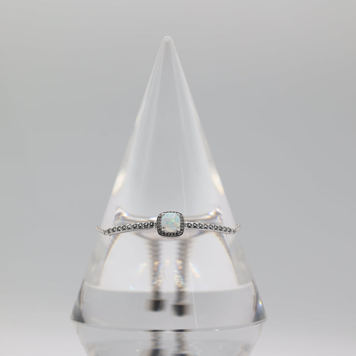 925 Sterling Silver Opal & White Topaz Adjustable Bracelet