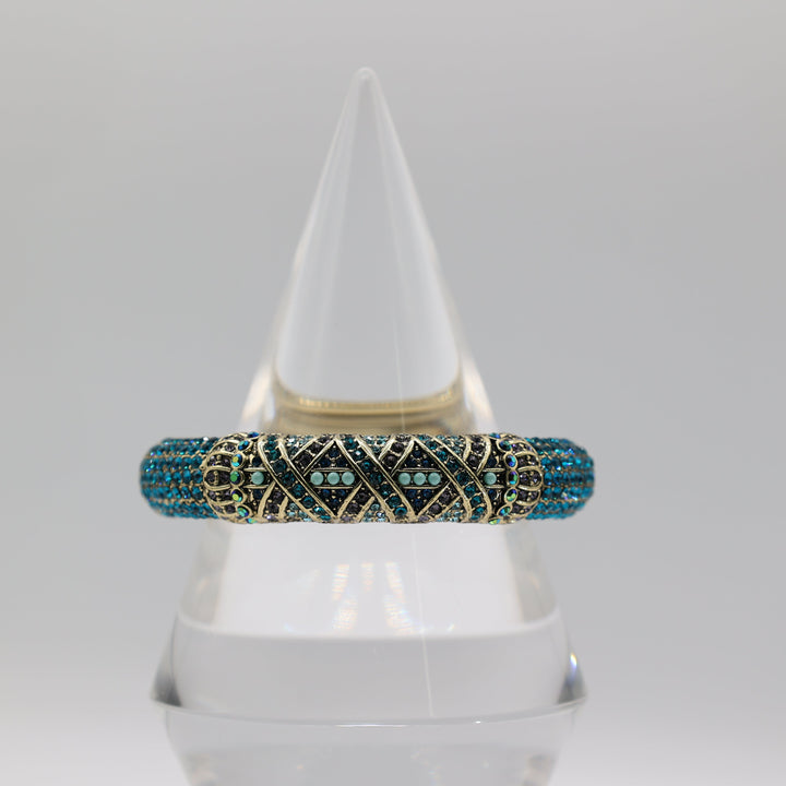 Heidi Daus Blue And Green Crystal Cluster Bangle Bracelet