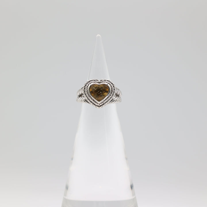 Judith Ripka 925 Sterling Silver Citrine Heart Ring Size 7