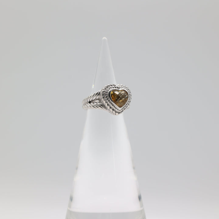 Judith Ripka 925 Sterling Silver Citrine Heart Ring Size 7