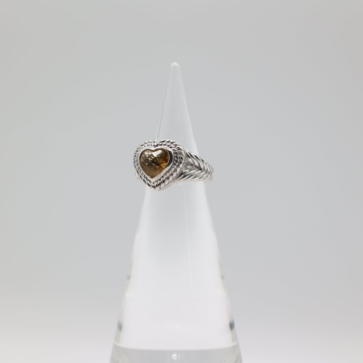 Judith Ripka 925 Sterling Silver Citrine Heart Ring Size 7