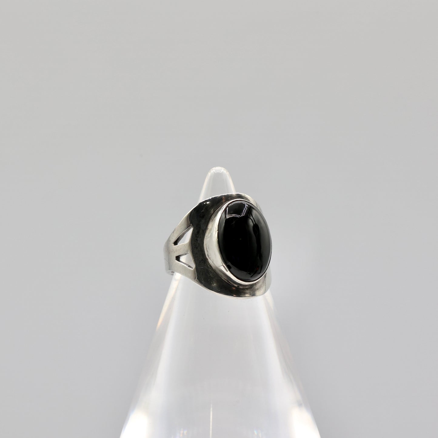 Sterling Silver Natural Black Onyx Ring - Size 4.5