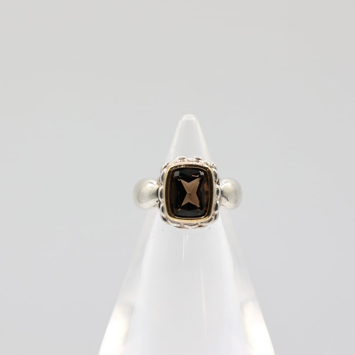 925 Sterling Silver and 18k Yellow Gold Lorenzo Brown Garnet Ring - Size 4.75 / 10.32 g