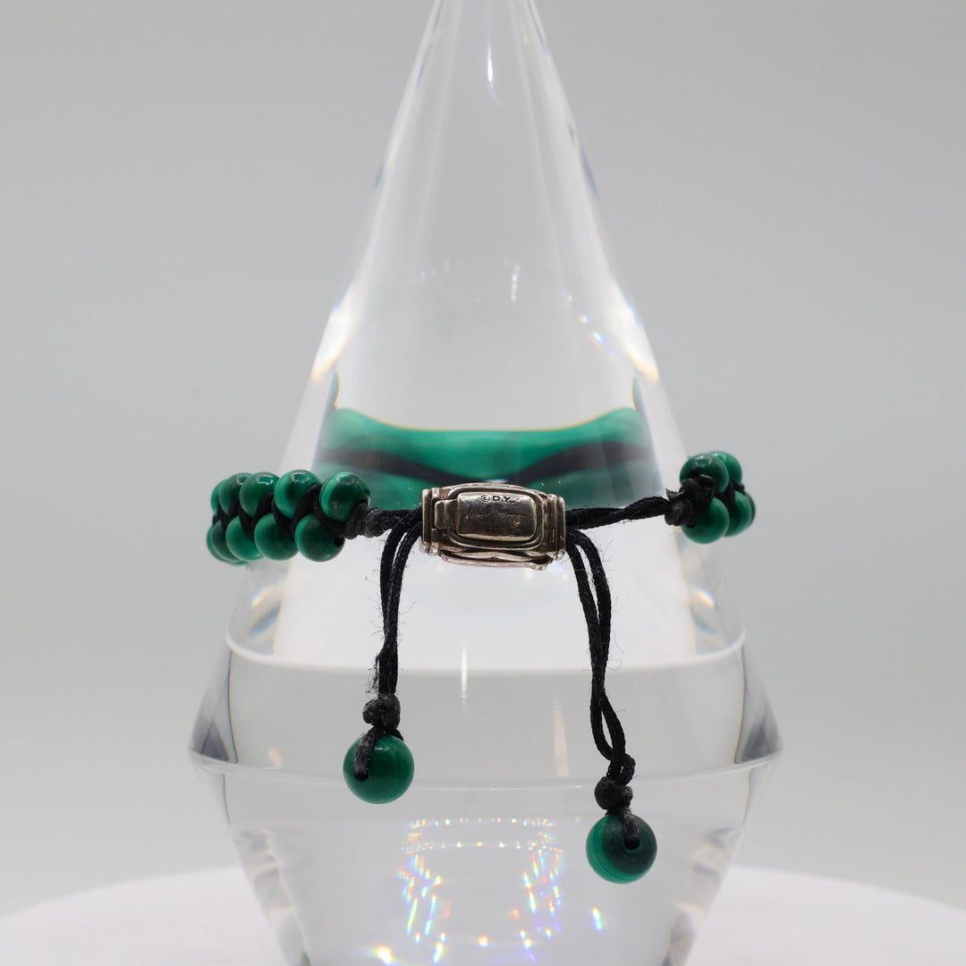 David Yurman Sterling Silver Malachite Adjustable Bracelet