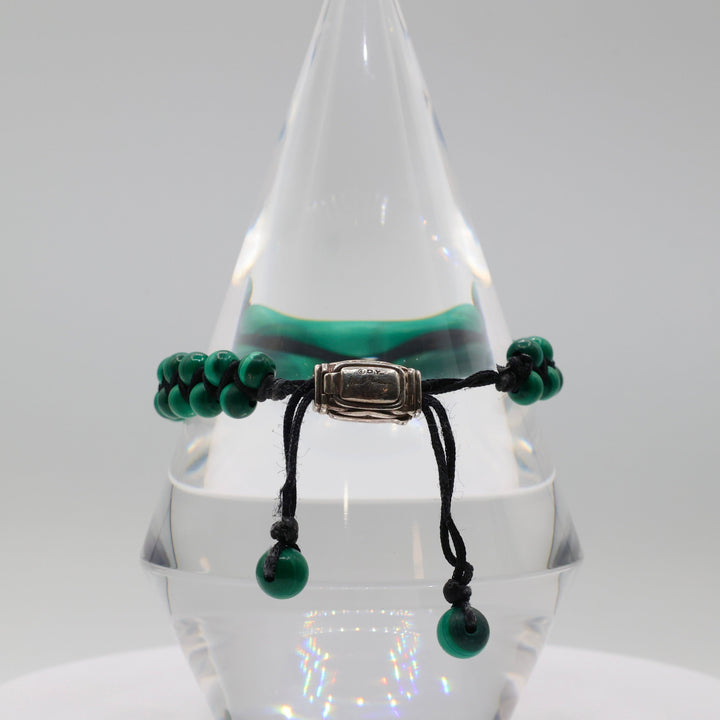 David Yurman Sterling Silver Malachite Adjustable Bracelet