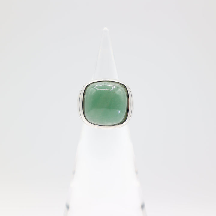925 Sterling Silver Jade Cocktail Ring 18mm x 18mm x 6mm Size 8.25