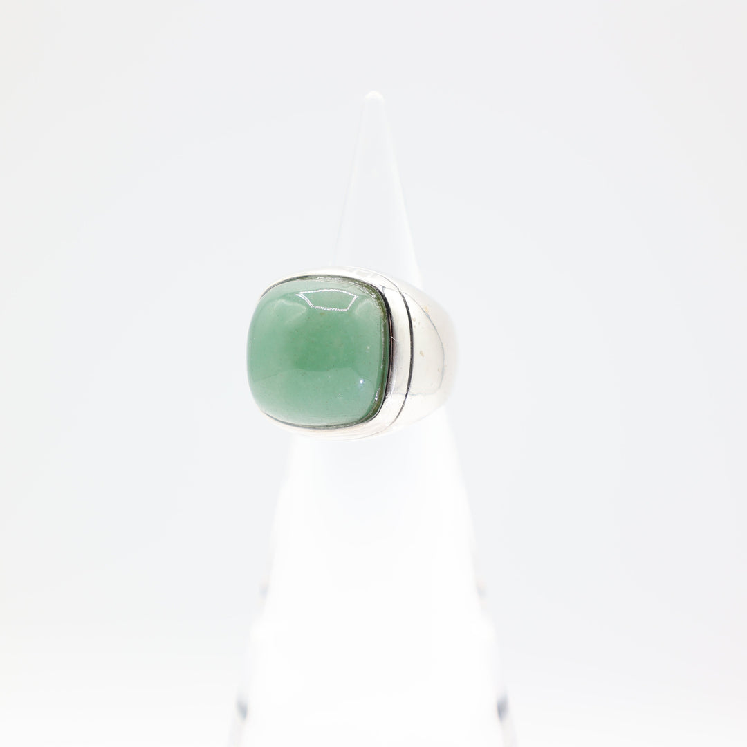 925 Sterling Silver Jade Cocktail Ring 18mm x 18mm x 6mm Size 8.25