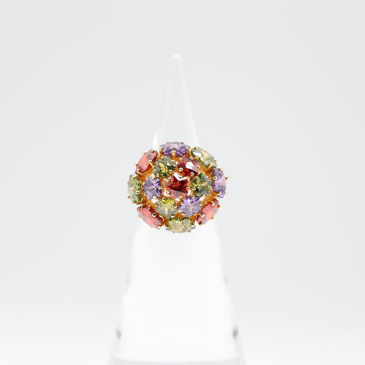 Joan Rivers Gold Plated Multicolor Glass Stones Statement Ring Size 9.75