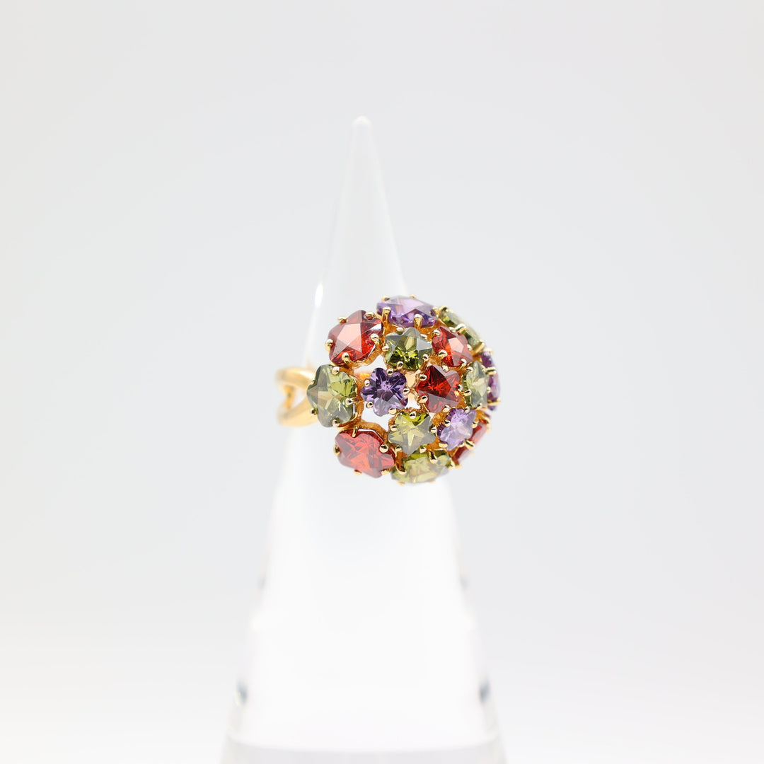 Joan Rivers Gold Plated Multicolor Glass Stones Statement Ring Size 9.75