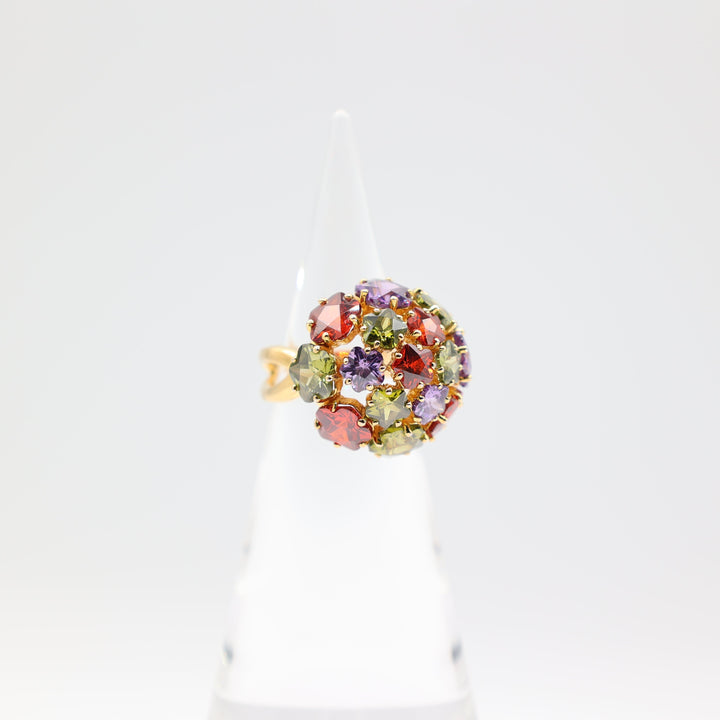 Joan Rivers Gold Plated Multicolor Glass Stones Statement Ring Size 9.75