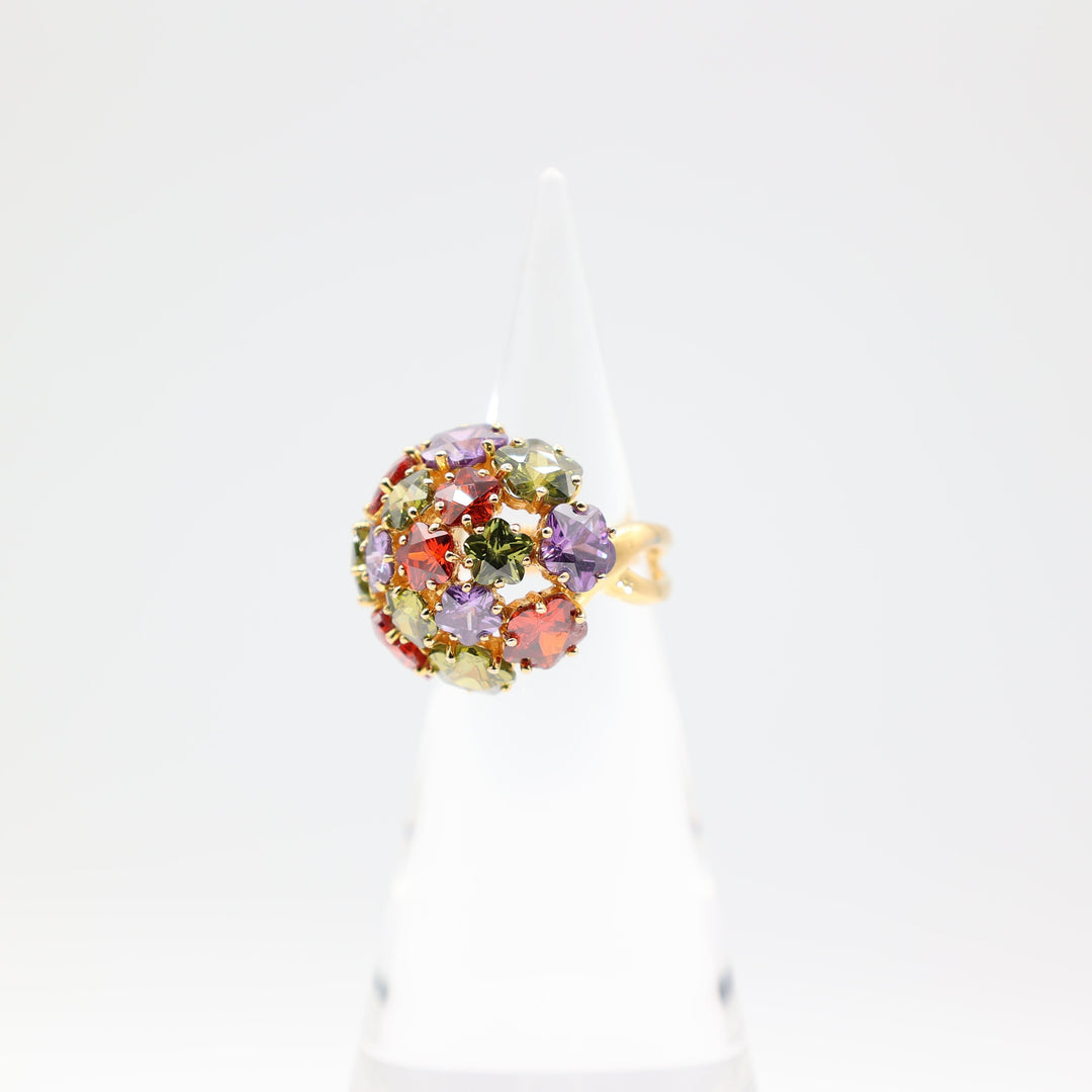 Joan Rivers Gold Plated Multicolor Glass Stones Statement Ring Size 9.75