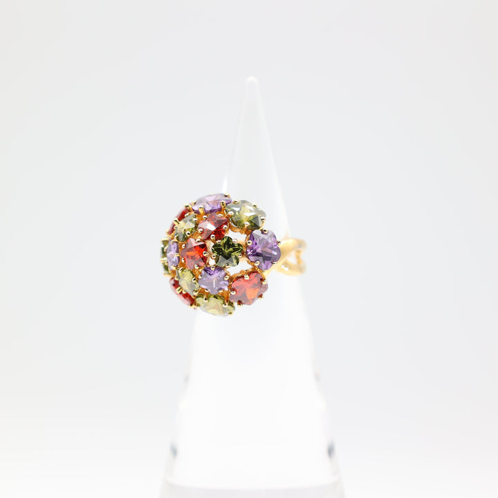 Joan Rivers Gold Plated Multicolor Glass Stones Statement Ring Size 9.75