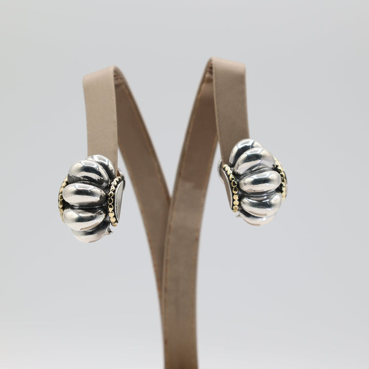 Lagos Caviar Scalloped 925 Sterling Silver And 18K Gold Accented Earrings