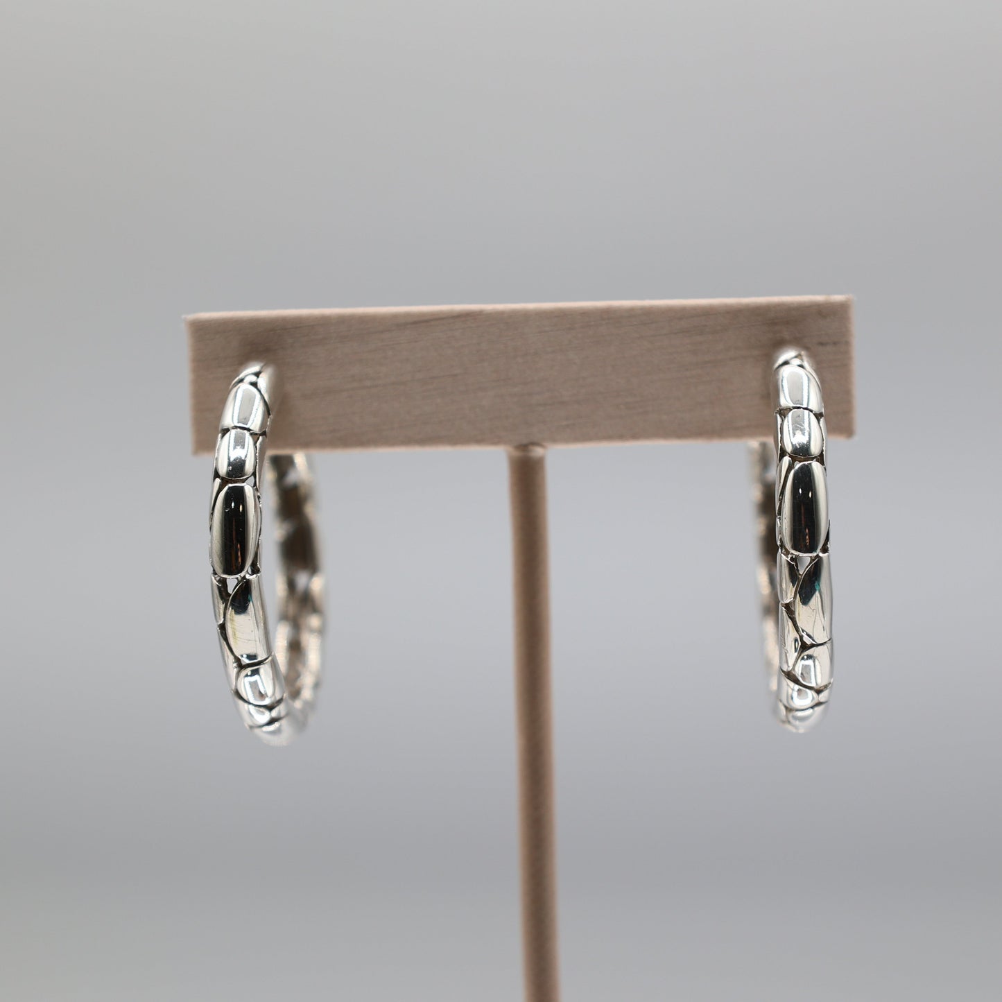 925 Sterling Silver John Hard Palu Hoop Earrings