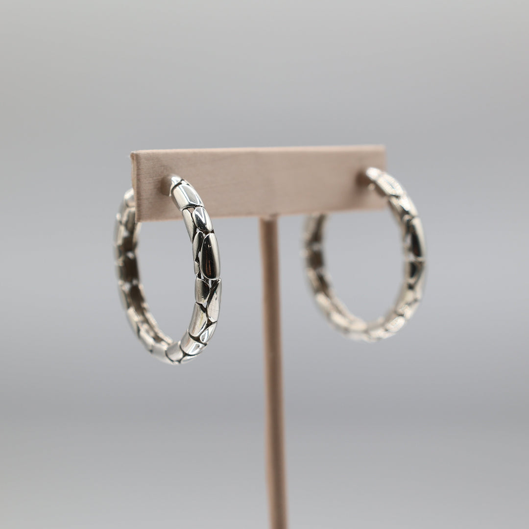 925 Sterling Silver John Hard Palu Hoop Earrings