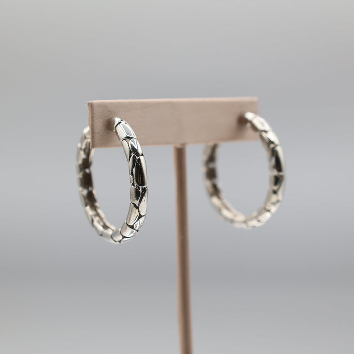 925 Sterling Silver John Hard Palu Hoop Earrings