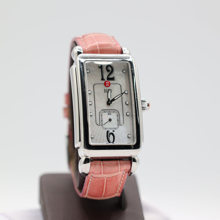 Michele Deco 16 Watch Mother of Pearl and Pink Alligator Strap