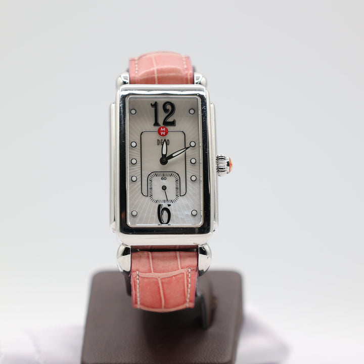Michele Deco 16 Watch Mother of Pearl and Pink Alligator Strap